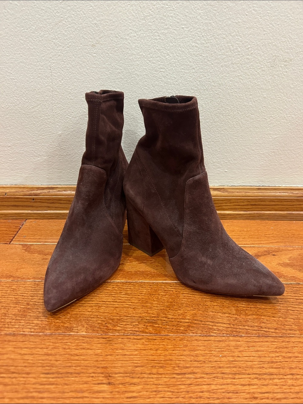 Loeffler Randall Brown Suede Pointed-Toe Sock Booties